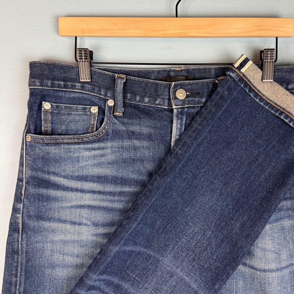 Uniqlo Mens 33x33 Dark Blue Selvedge Slim Fit Straight Leg Jeans Kaihara Denim